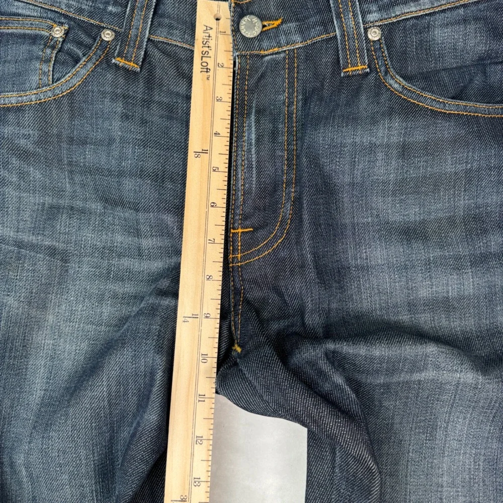 Nudie Jeans Co Slim Jim Dry Indigo Denim Jeans Mens 33x34 Orange Stitch